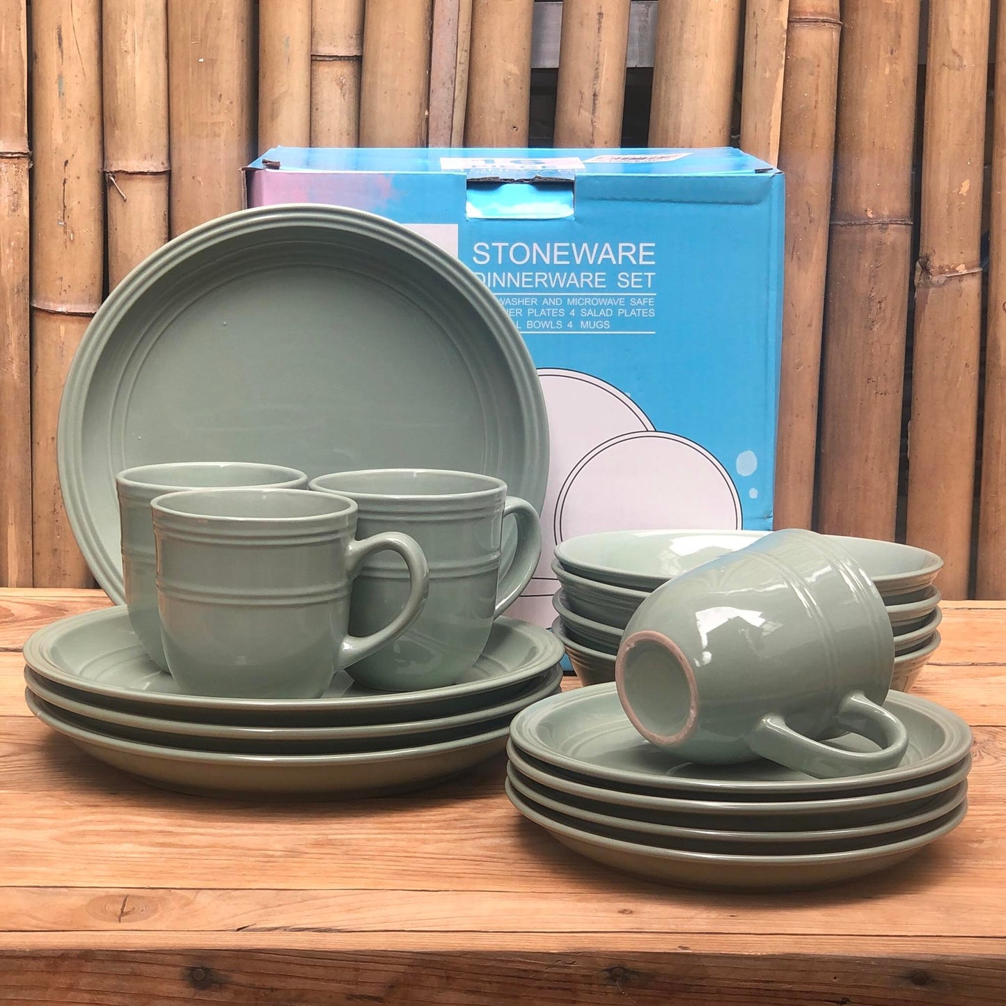 Vincent 16pcs Set Stoneware(4pcs Dinner 10.5inch,4pcs 8inch,4 pcs Bowl 8x2inch and 4pcs Mug 460 ml)