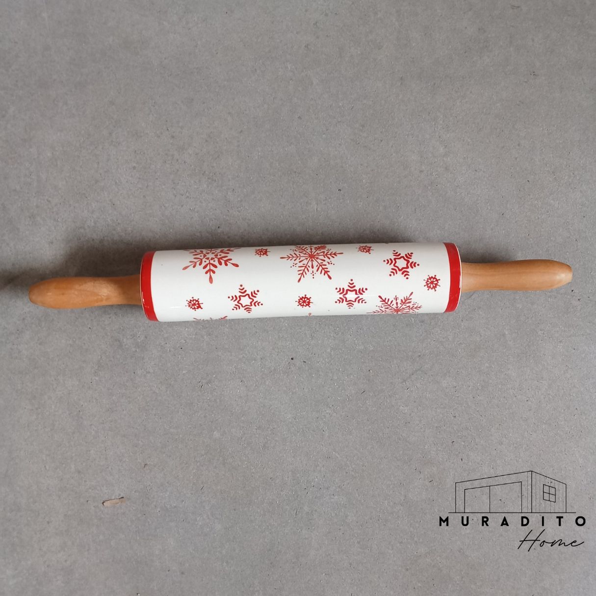 MURADITOHOME Holiday Christmas Rolling Pin 18.25 inch