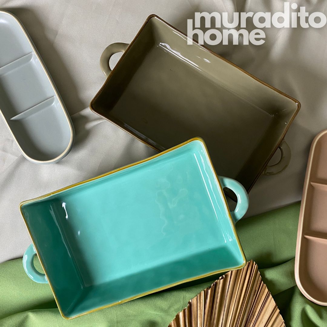 Ceramic Serving Dish with Handle 15x8x3 inches