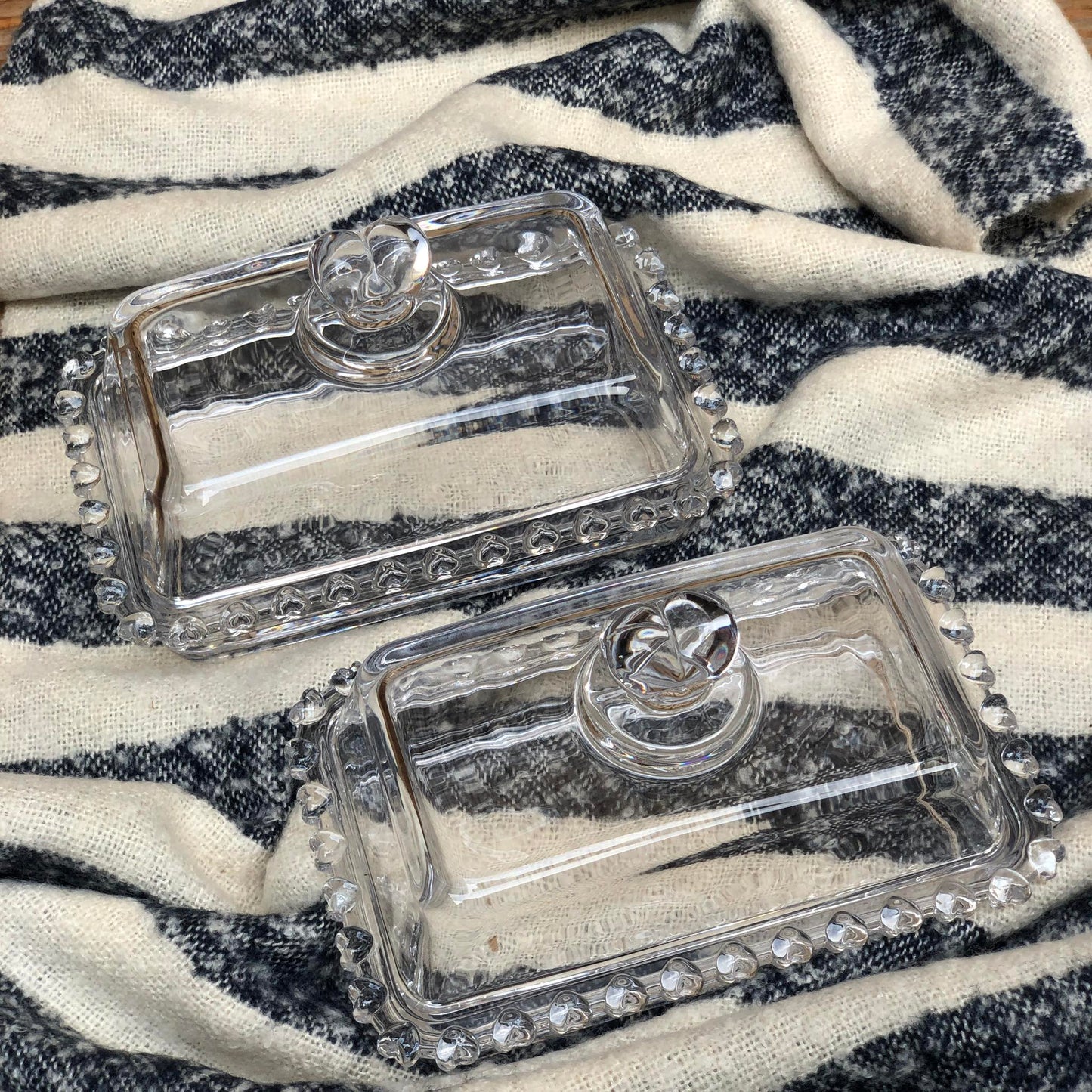 Glass Butter Tray with Box 6.5x4x4 inch