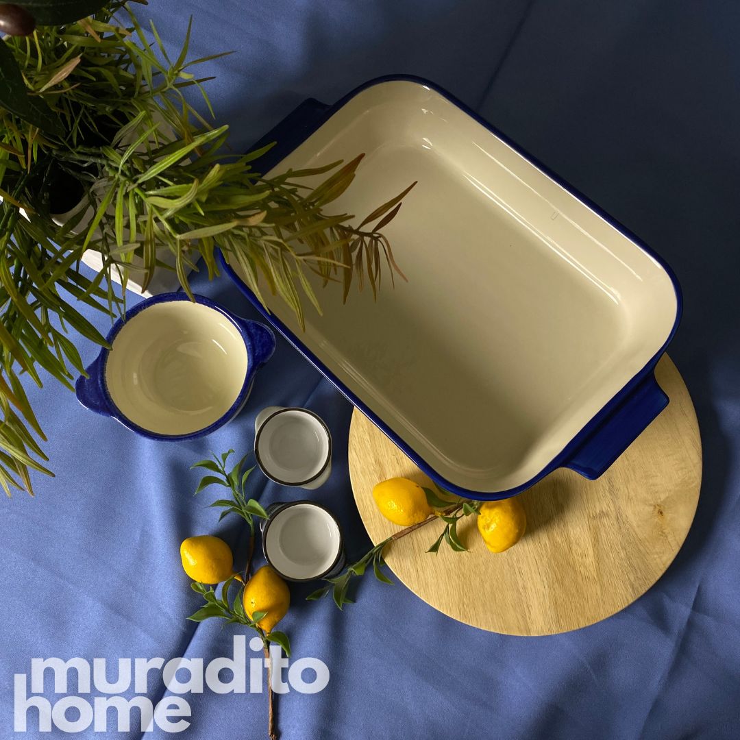 Zellige Serving Dish and Bowl 15.5x9.5x3 - 6.5x4.75x2 inches