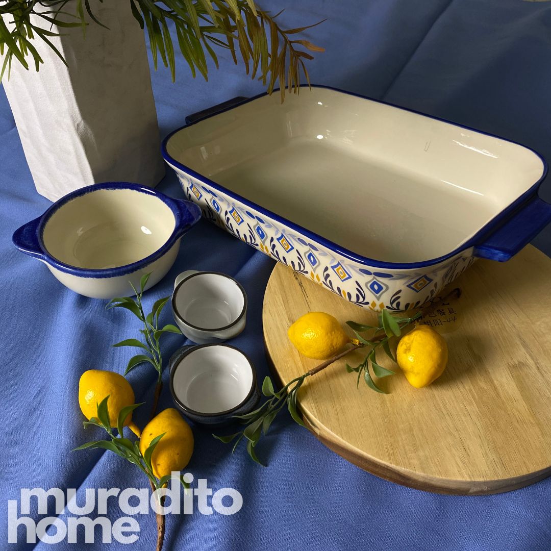 Zellige Serving Dish and Bowl 15.5x9.5x3 - 6.5x4.75x2 inches