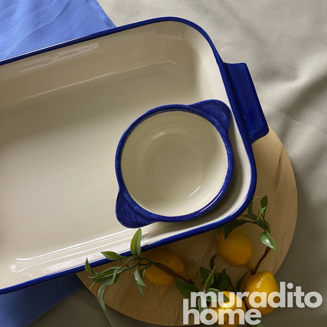 Zellige Serving Dish and Bowl 15.5x9.5x3 - 6.5x4.75x2 inches