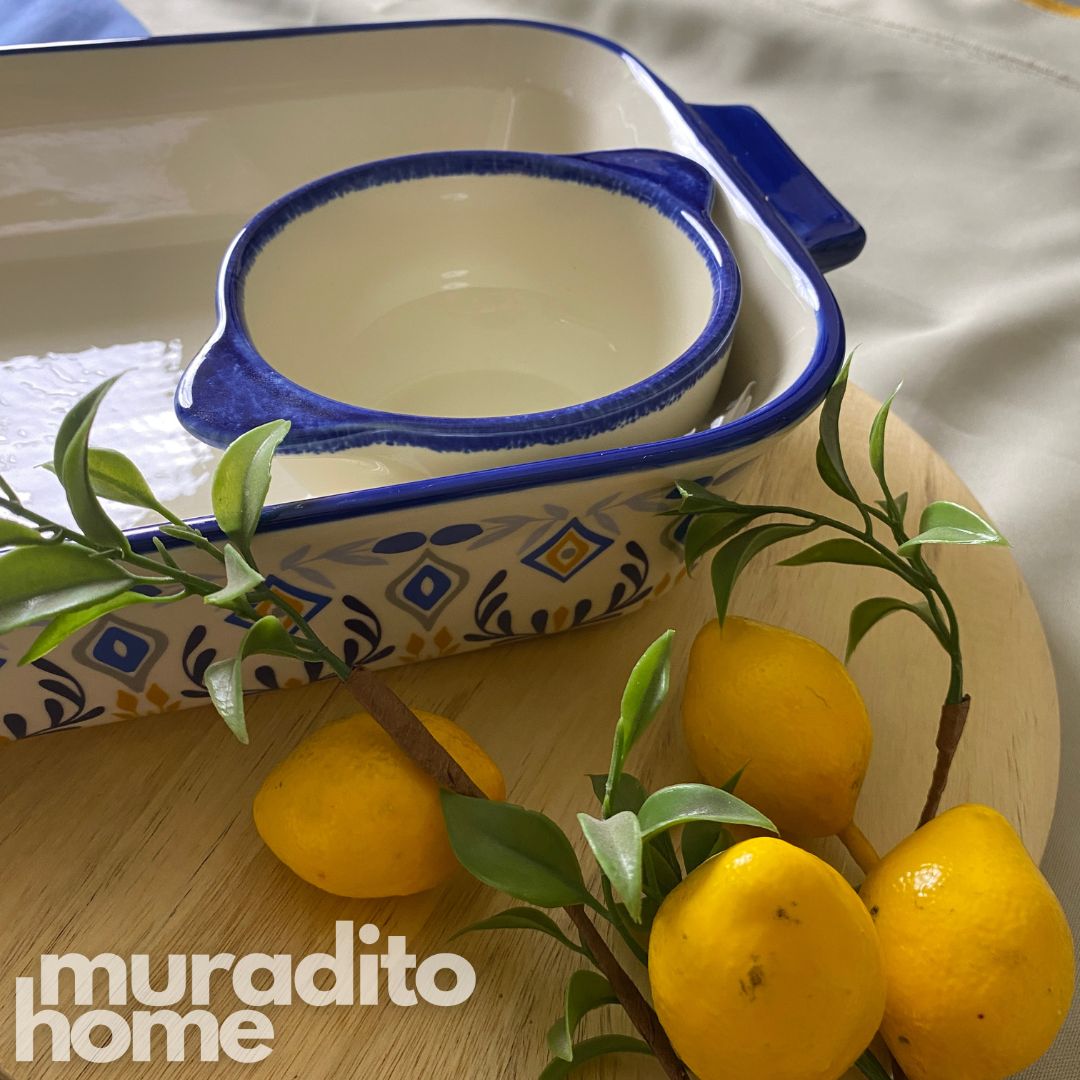 Zellige Serving Dish and Bowl 15.5x9.5x3 - 6.5x4.75x2 inches
