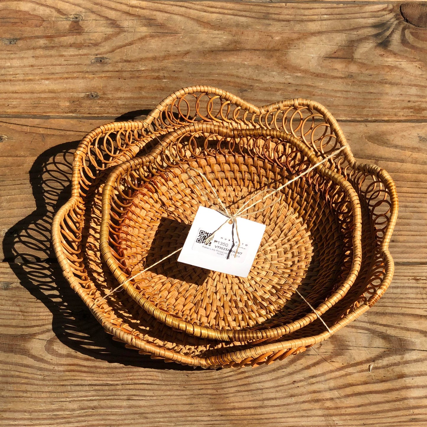MURADITOHOME Rattan Lady Round ( set of 2) 9.75,8 inches