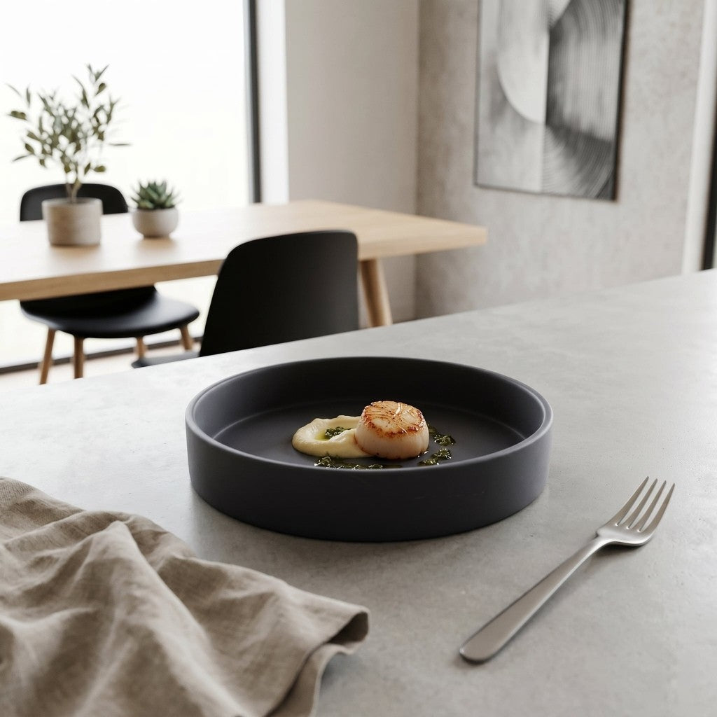 Muraditohome Sumi Matte Stoneware Deep Plate 7.5x1.5 in