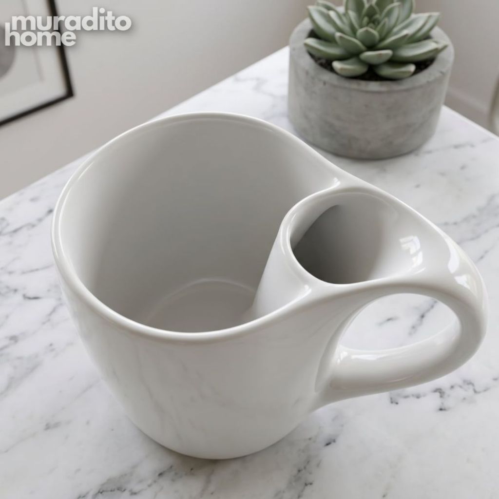 Muraditohome Modern White Ceramic All-In-One Tea Infuser Mug 3.5x3.25 in