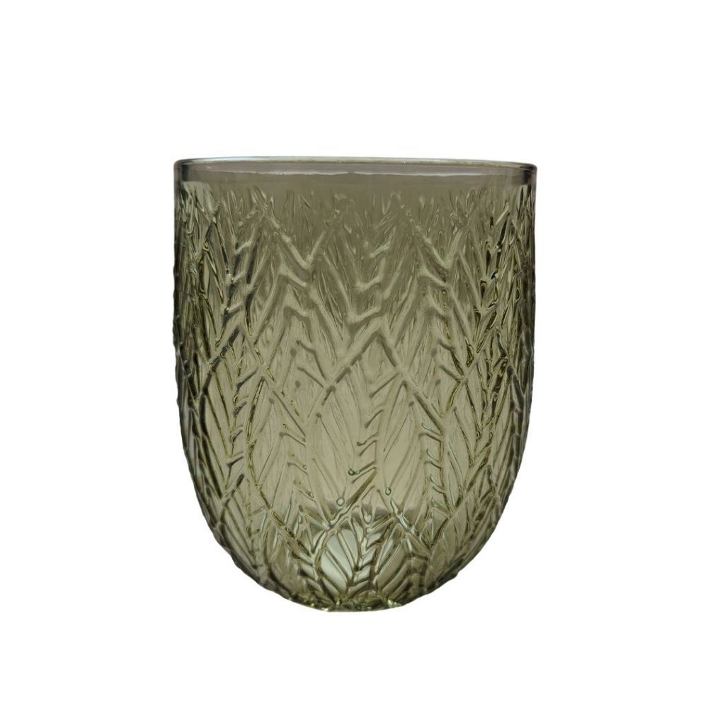 Muraditohome Katara Moss Glassware Collection | Premium Vintage Embossed Green Botanical Glass