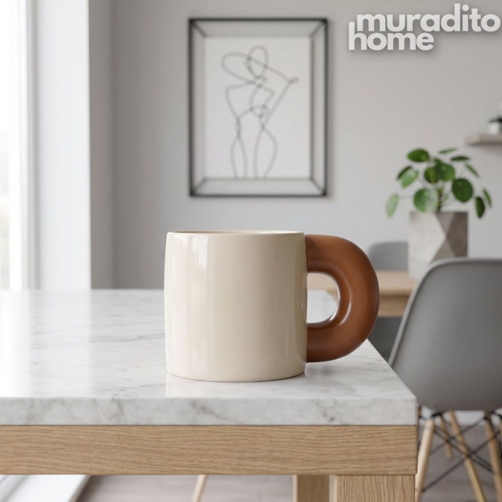 Muraditohome remium Garab & Elvira Ceramic Mug 570ml | Extra Large Thick Handle Tea & Coffee Cup