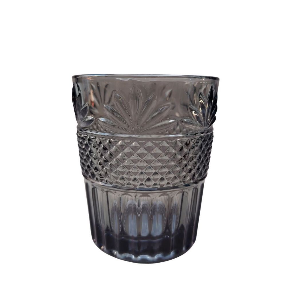 Muraditohome Dorian Ash Glassware Collection | Premium Vintage Multi-Textured Smoke Grey Glass