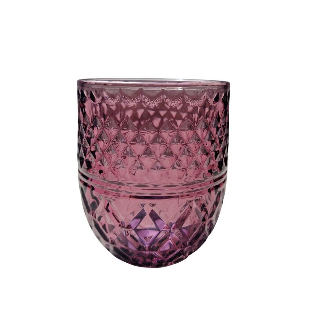 Muraditohome Kuyin Plum Glassware Collection | Premium Vintage Embossed Diamond Purple Glass