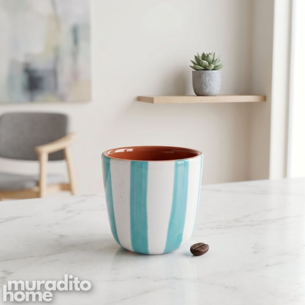Muraditohome Alaria Striped Ceramic Espresso Cup 100 ml