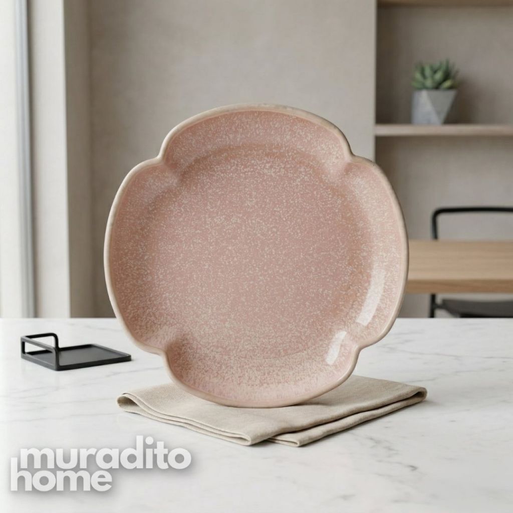 Muraditohome Vida Scalloped Ceramic Bread Plate 6.5 in
