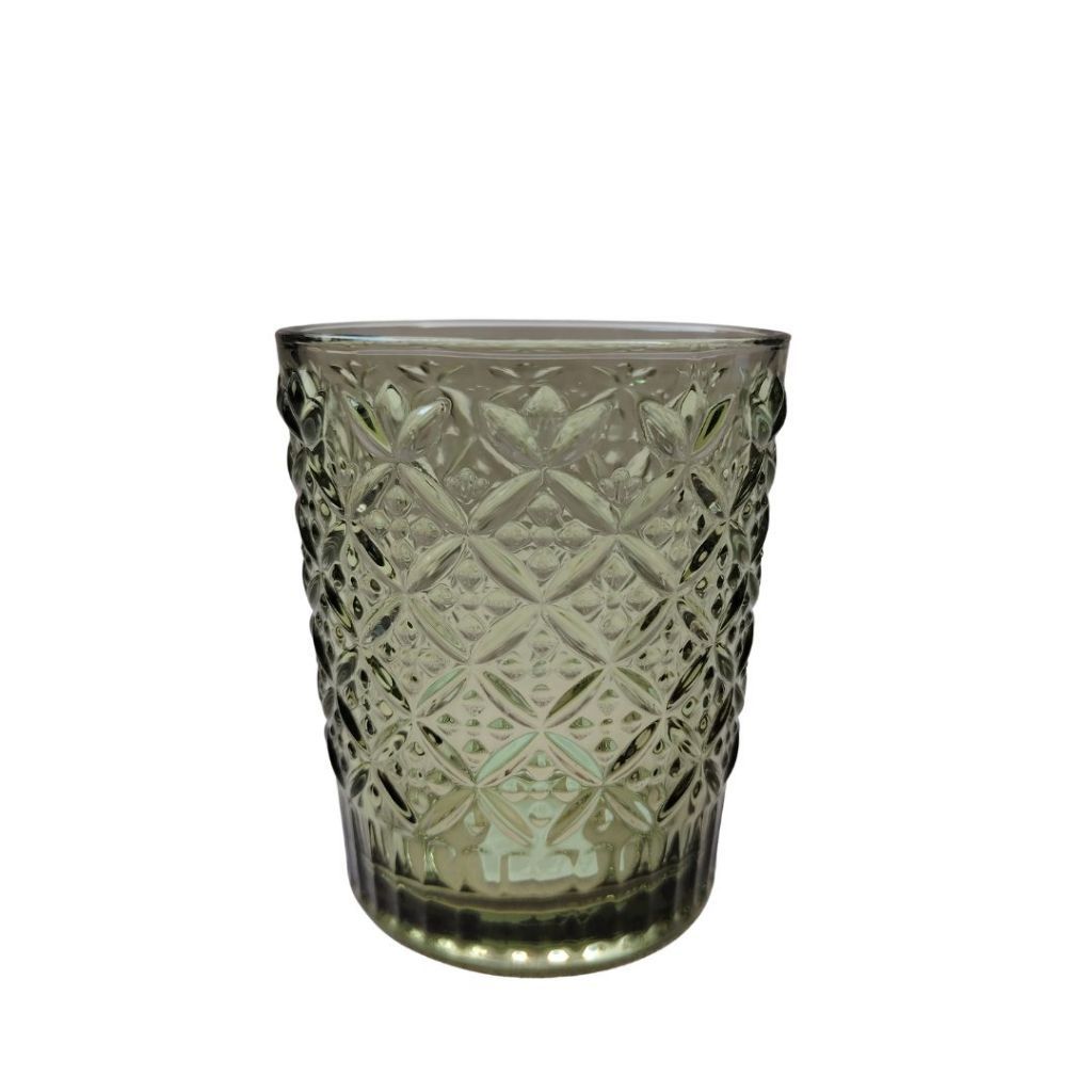 Muraditohome Jinora Moss Glassware Collection | Premium Vintage Embossed Green Glass