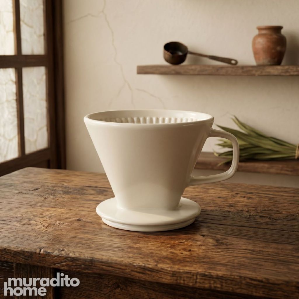 Muraditohome Aleah Premium White Ceramic Pour-Over Coffee Drip & Pitcher Collection