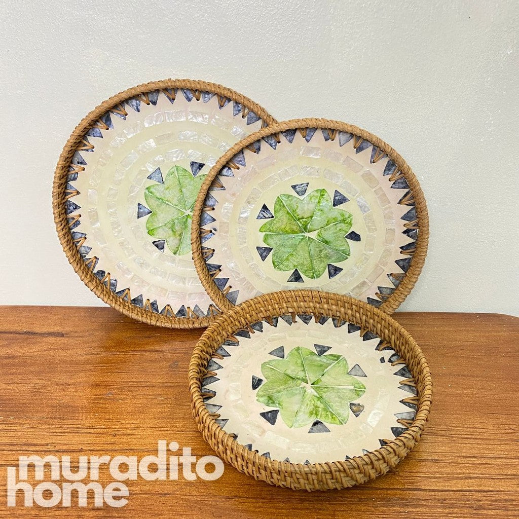 MURADITOHOME Mother of Pearl Round Tray (set of 3 ) 10.5,8.75,8 inch