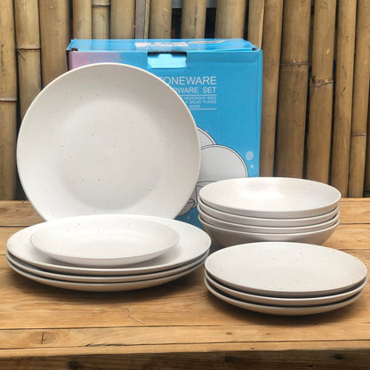 Timothy 12 Pcs Set Stoneware(4pcs Dinner 10.5inch,Salad 8inch & Bowl 8x2.25inch)