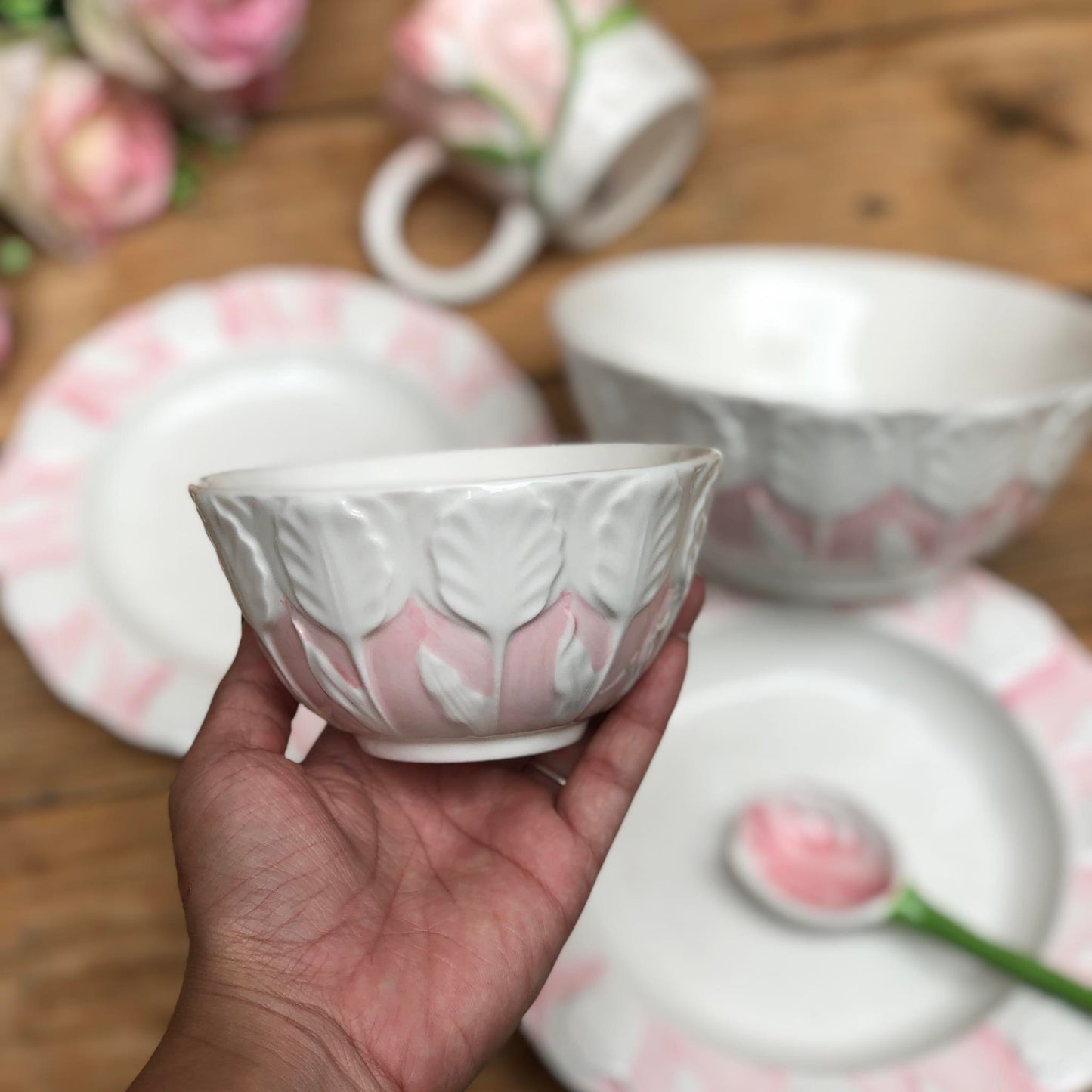 Maria Pink Ceramic Dinnerware Plate Collection