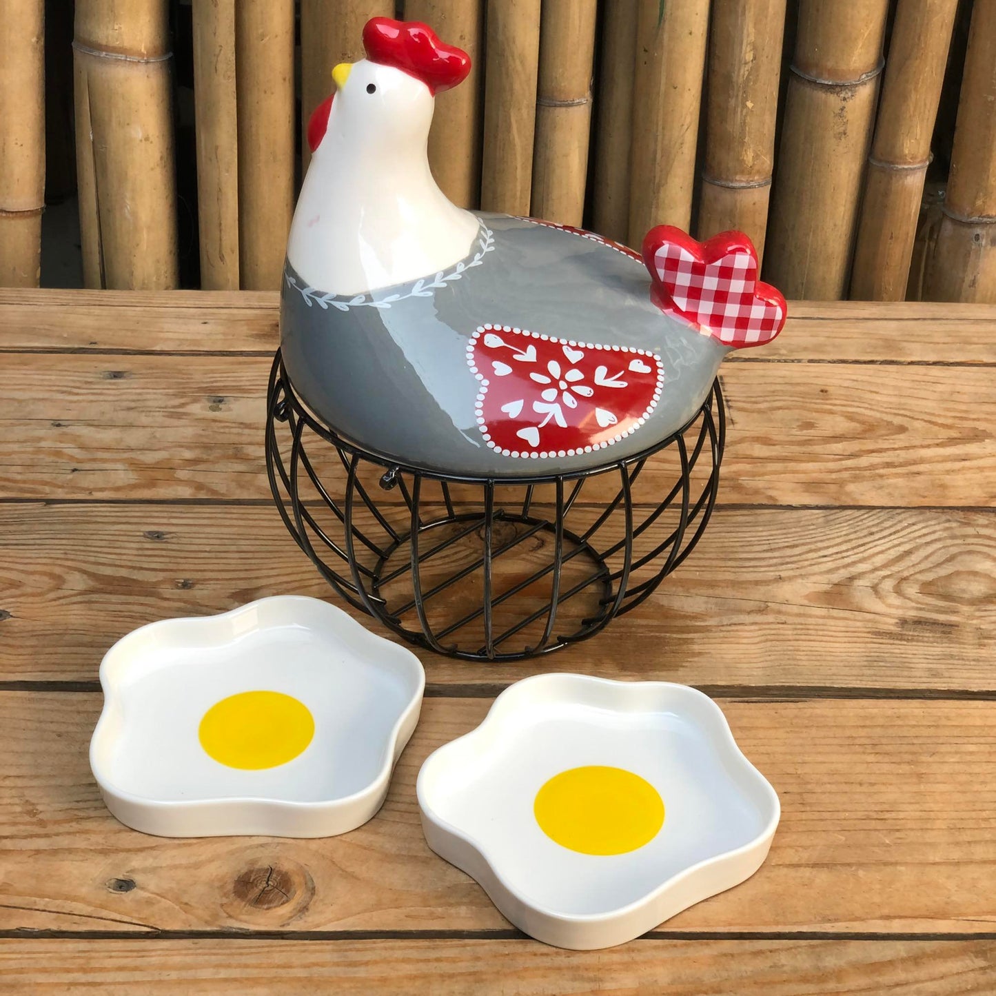 Hen Egg Container & Egg Shape Dessert Plate Collection