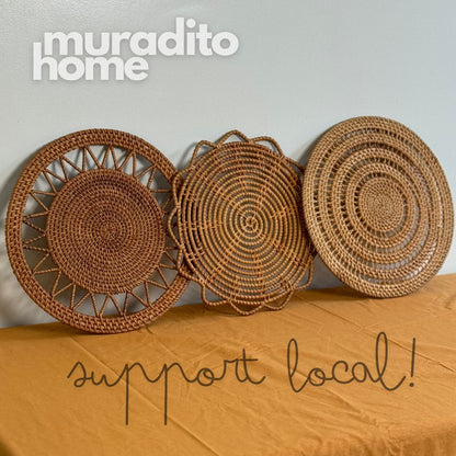 MURADITOHOME Luntian, Marikit & Tala  Local Rattan Placemats 13 inches Native