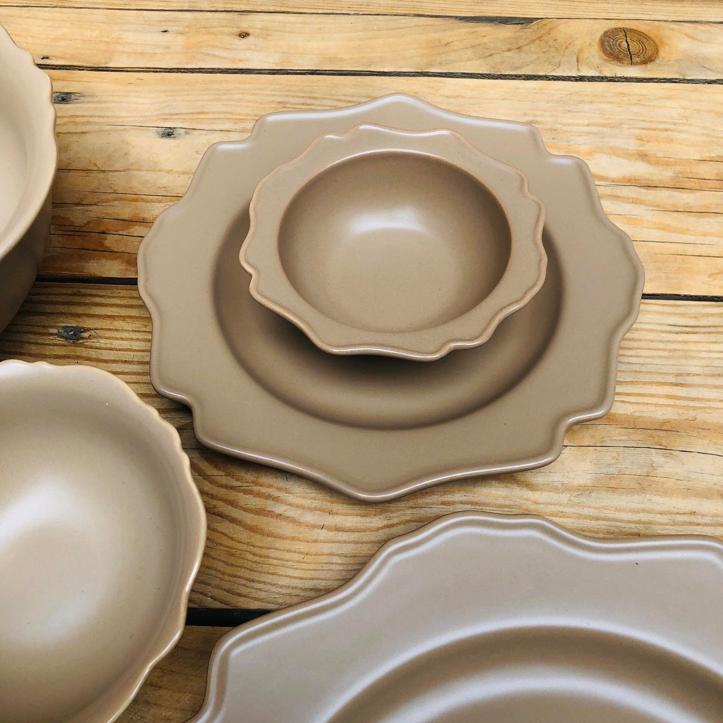Veronica Brown Ceramic Dinnerware Plate