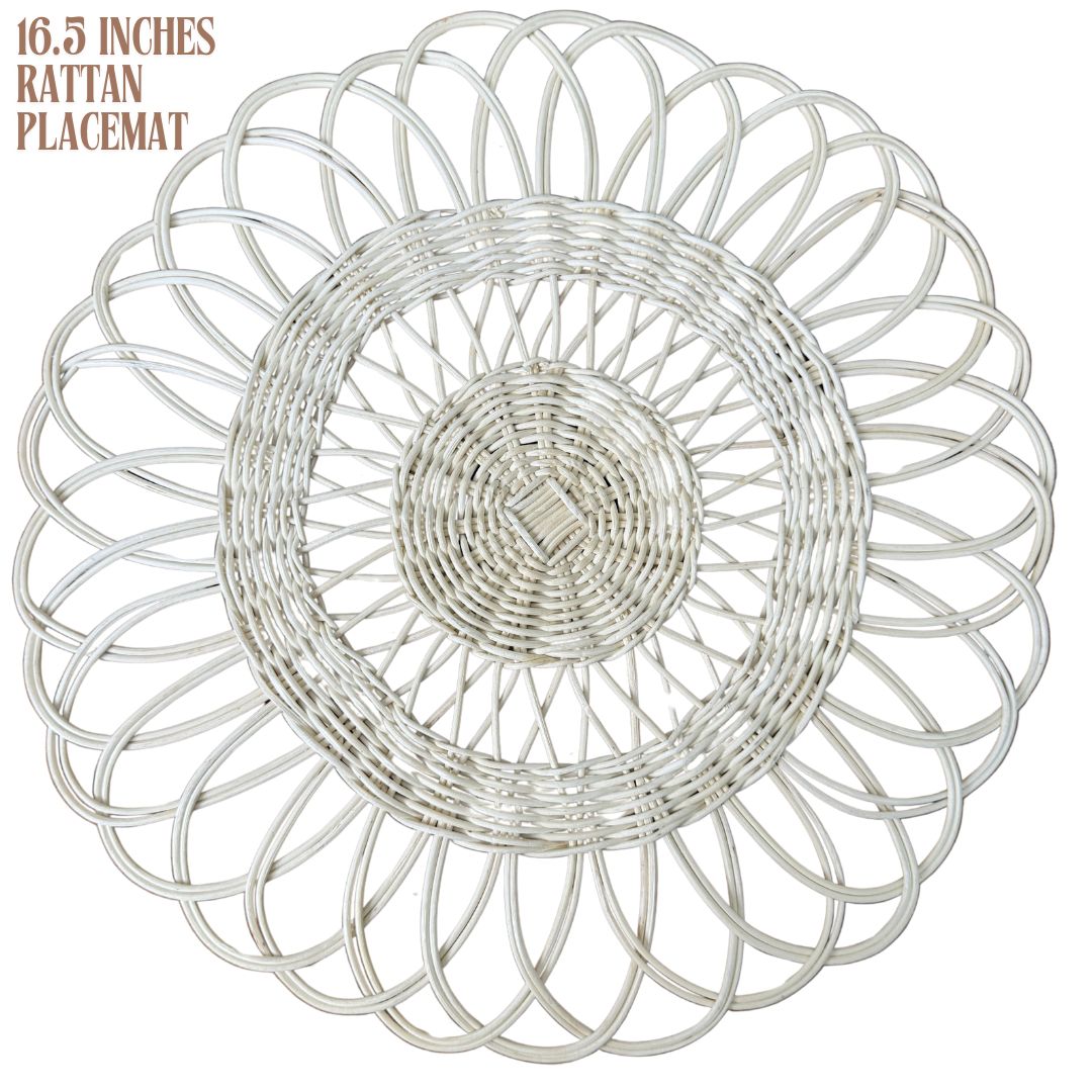 MURADITOHOME Madalena & Ethan Local Rattan Placemats 16 inches Native