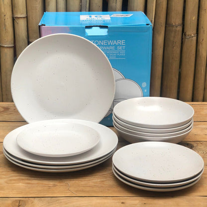 Timothy 12 Pcs Set Stoneware(4pcs Dinner 10.5inch,Salad 8inch & Bowl 8x2.25inch)