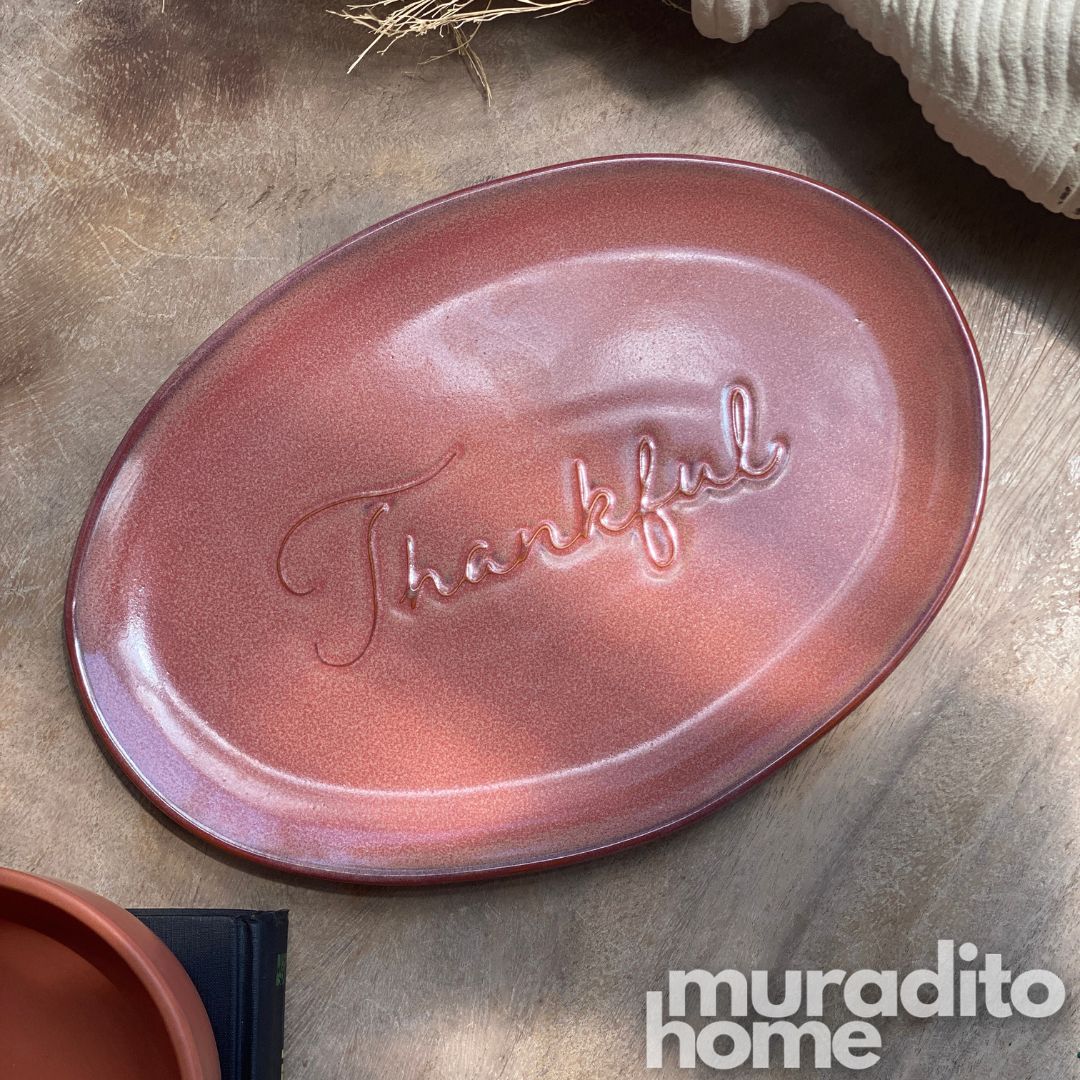 MURADITOHOME Thankful Serving Plate 12x8.25 inches