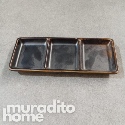 Jika Partion Plate and 3 slot Dip Sauce