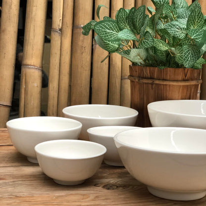 Round Plain White Ceramic Dinnerware Collection