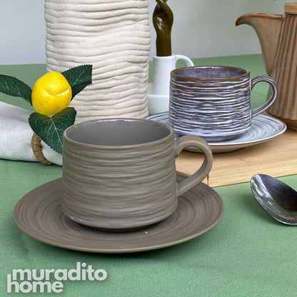 MURADITOHOME Lunava and Glazure Ceramic Cup and Saucer 250 ml