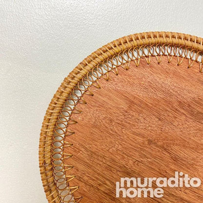 MURADITOHOME Luntian Rattan Placemat With Wood 13.5"