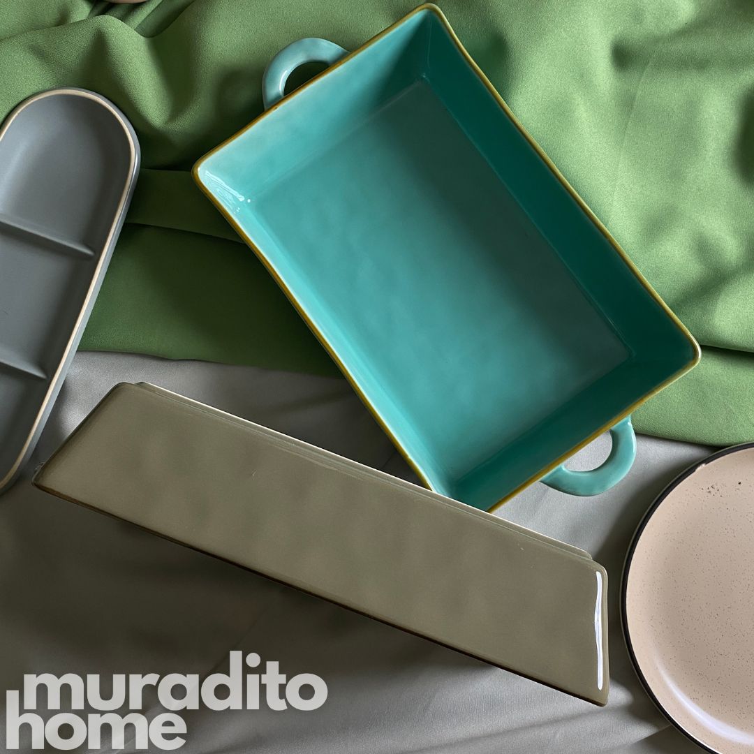 Ceramic Serving Dish with Handle 15x8x3 inches