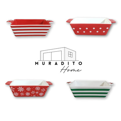 MURADITOHOME Christmas Serving Dish Bakeware 8x3.25x2.5 inch