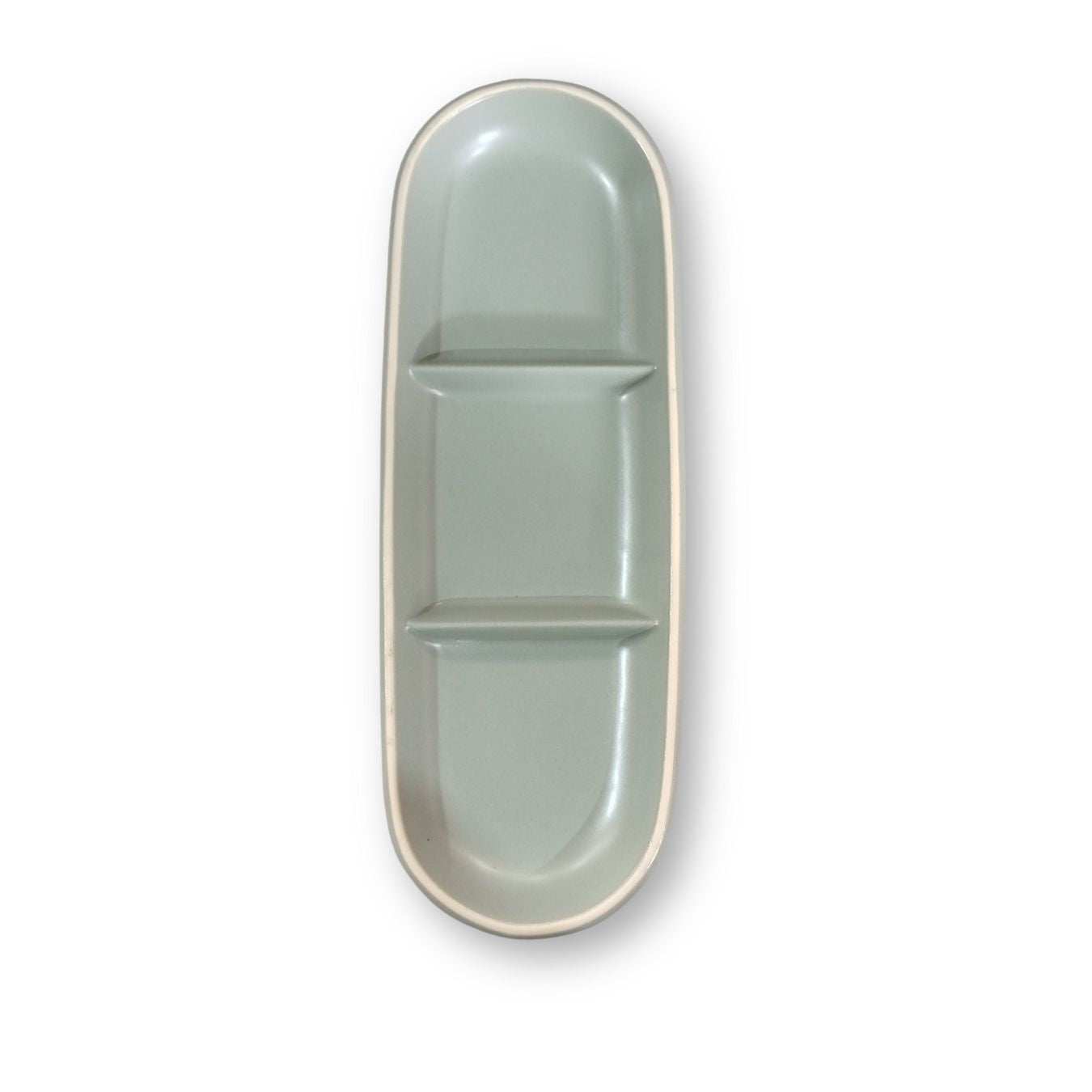 Ceramic 3 slots Dish Plate 12.75x4.5 inch and Dipping Sauce Tray 11x4.75 inch
