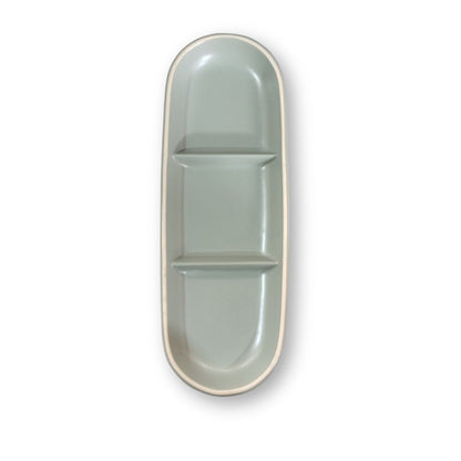 Ceramic 3 slots Dish Plate 12.75x4.5 inch and Dipping Sauce Tray 11x4.75 inch