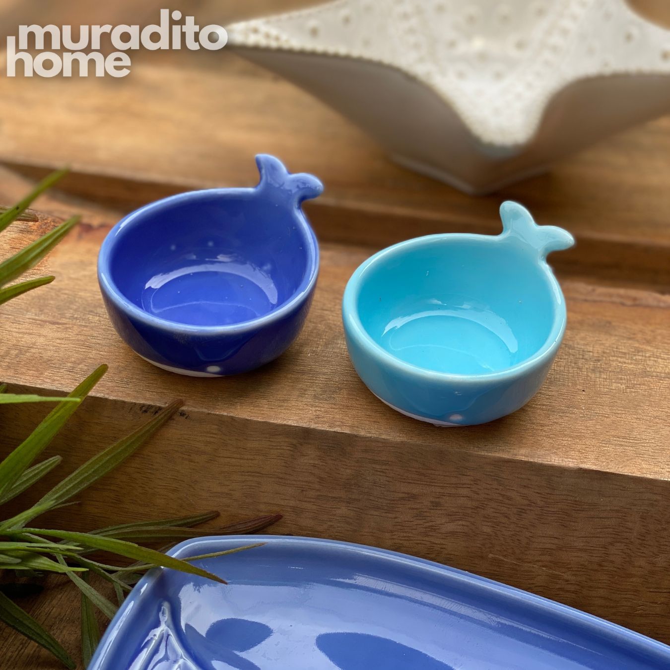 MURADITOHOME Whale Ceramic Plate and Dipping Sauce Collection