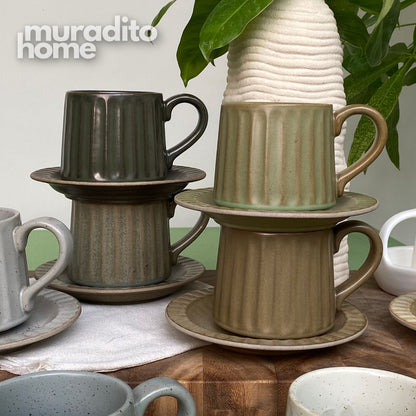 MURADITOHOME Kivra Stoneware Cup and Saucer Collection