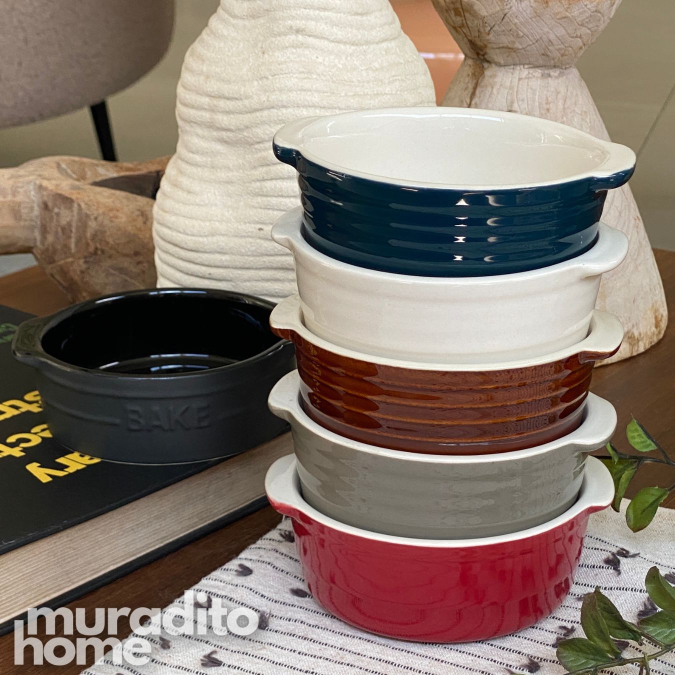 MURADITOHOME Midorizora Ceramic Round Baking Dish Collection
