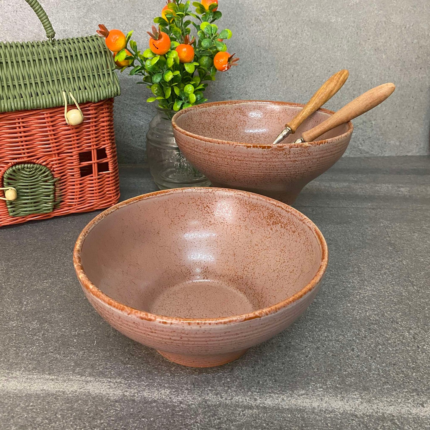 MURADITOHOME Brown 203 bowl 7x3 inch