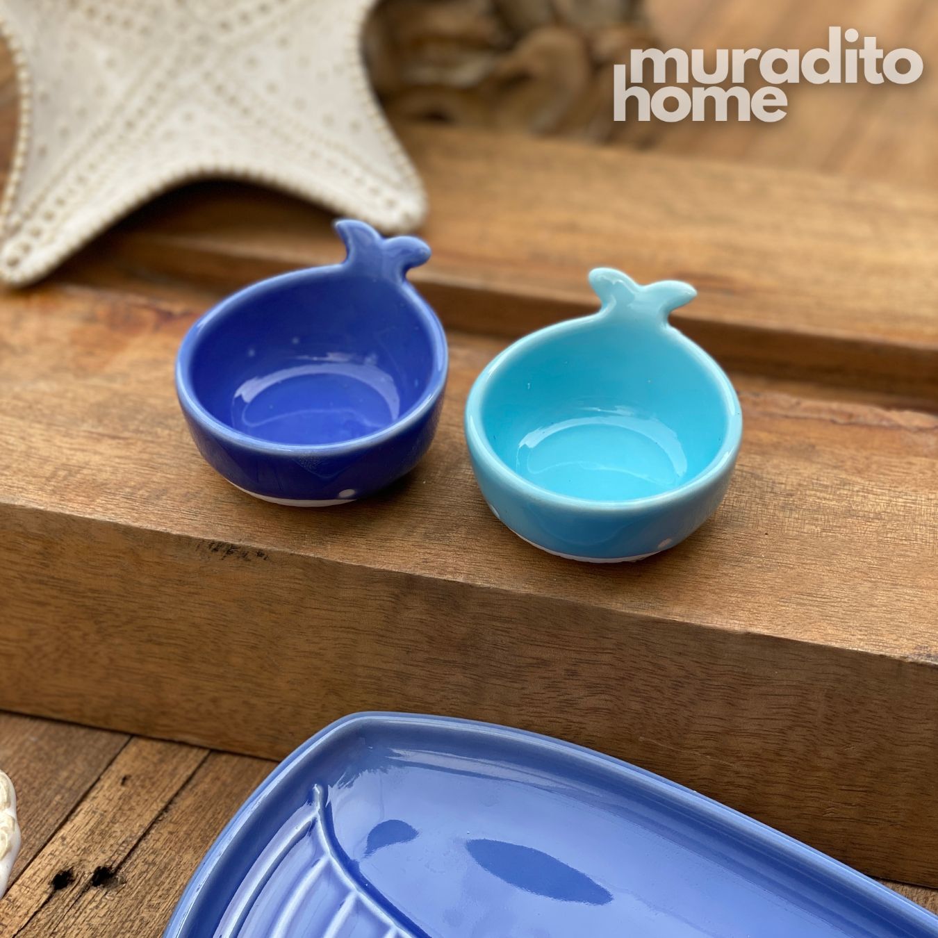 MURADITOHOME Whale Ceramic Plate and Dipping Sauce Collection