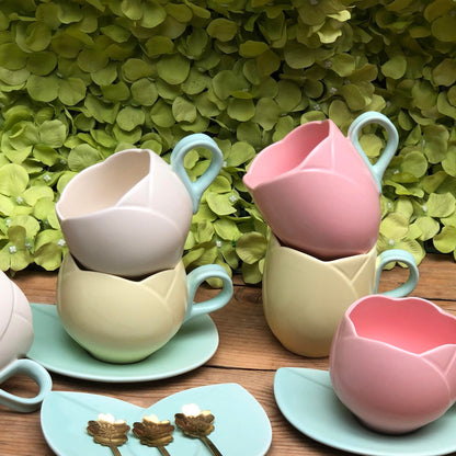 Maria Ceramic Teacup with Teaspoon 340 ml & 350 ml