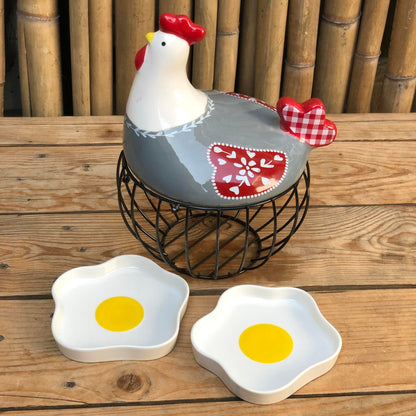 Hen Egg Container & Egg Shape Dessert Plate Collection