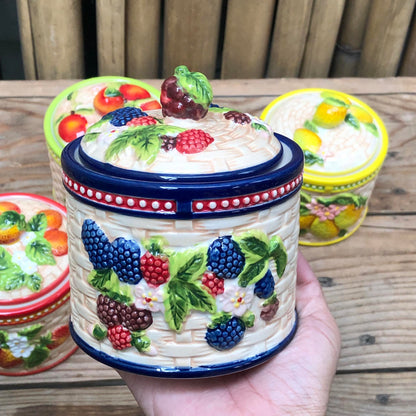 Fruit Ceramic Cannister Colorful 4x4.5 inch