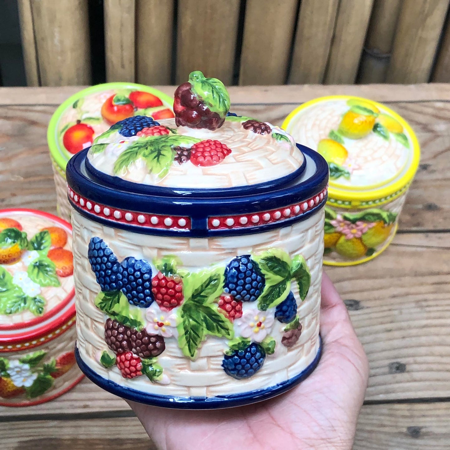 Fruit Ceramic Cannister Colorful 4x4.5 inch
