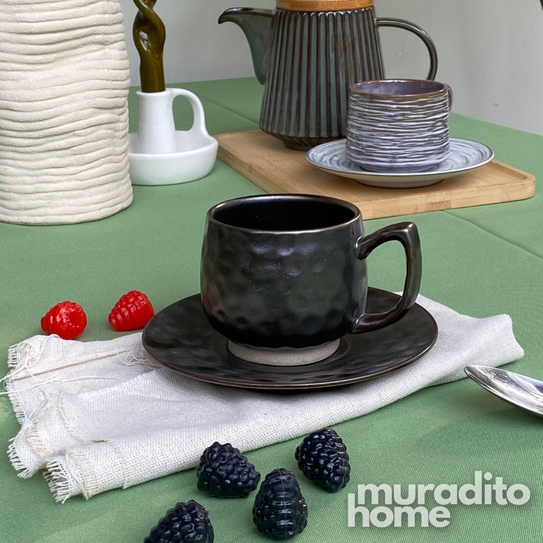 MURADITOHOME Torno Glaze Stoneware Cup and Saucer