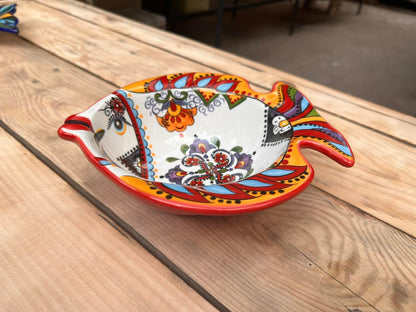 Red Fish Morrocan Printed Serving Bowl & Tray
