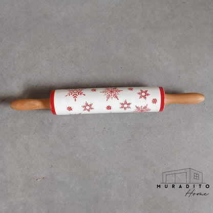 MURADITOHOME Holiday Christmas Rolling Pin 18.25 inch