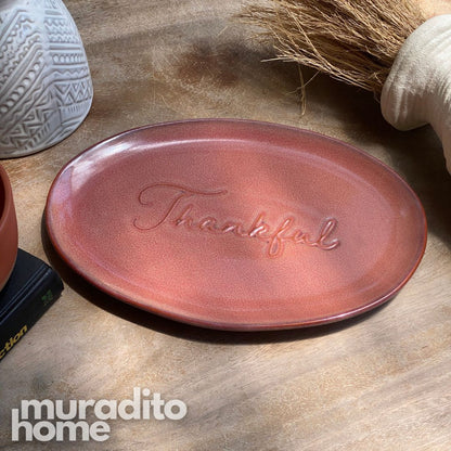 MURADITOHOME Thankful Serving Plate 12x8.25 inches