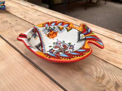 Red Fish Morrocan Printed Serving Bowl & Tray